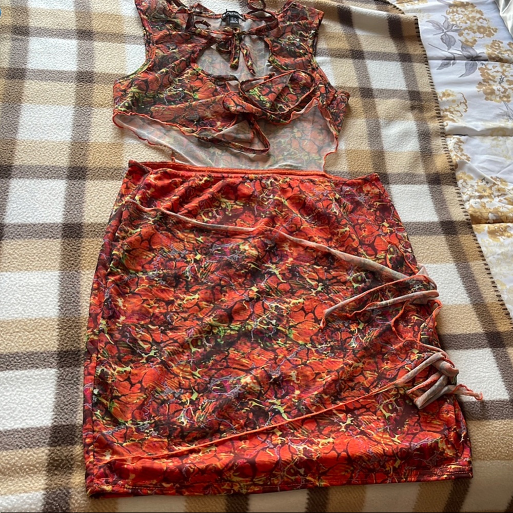 Floral Mesh Two-Piece Set